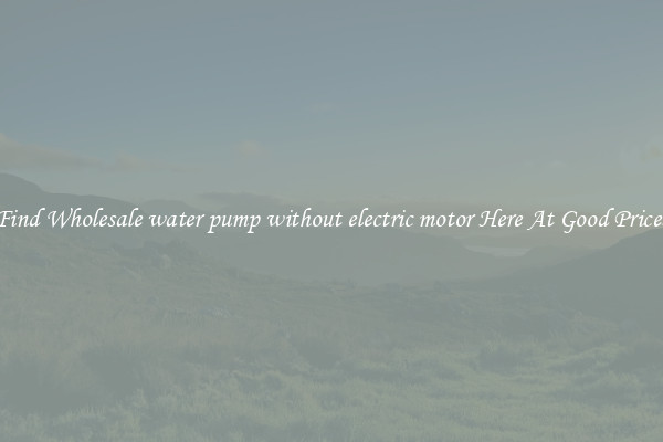 Find Wholesale water pump without electric motor Here At Good Prices