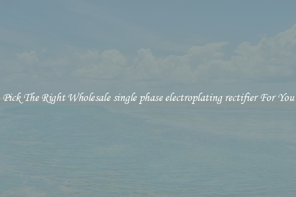 Pick The Right Wholesale single phase electroplating rectifier For You