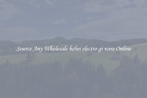 Source Any Wholesale hebei electro gi wire Online