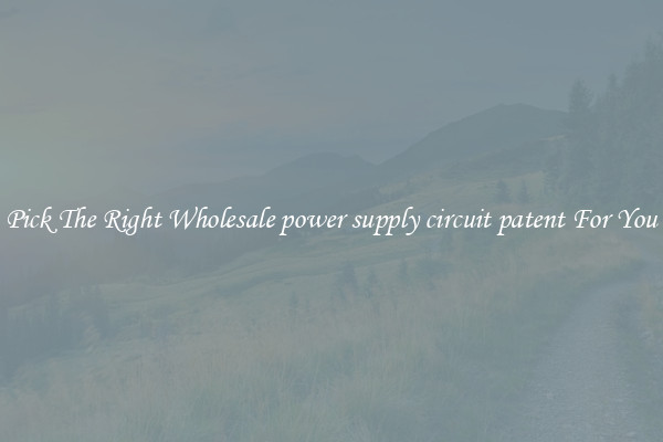 Pick The Right Wholesale power supply circuit patent For You